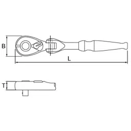 Ktc FlexRatchet Handle 125 mm Dimension 6.3 mm Sq. Drive, BR2F image 2