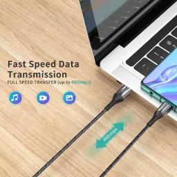 Choetech 1.2 m Nylon Braided 4 Ft 5A Type C Fast Charging Upto 40 W, 480 Mbps, Ac0013 image 5