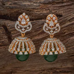 Kushal's Fashion Jewellery Gold-Plated Dome Shaped Zircon Studded Jhumkas-picture-55