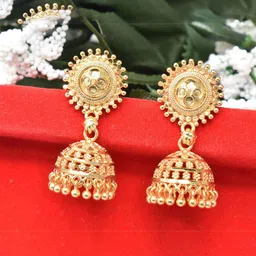 MEIRA JEWELLERY Gold Plated Dome Shaped Jhumkas-picture-42