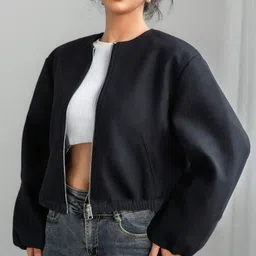 StyleCast x Revolte Collarless Puff Sleeves Tailored Jacket-picture-35