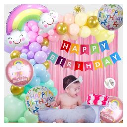 Bubble Trouble Banter Rainbow Theme Birthday Decorations for Kids Party, Girls, Boys - Multicolor Theme Birthday Decorations - Cloud Theme Birthday Decorations for Girls-picture-28