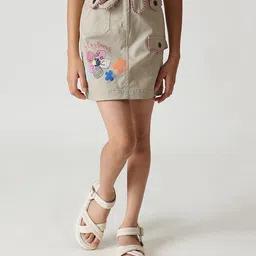 One Friday 100% Cotton Floral Printed Skirt - Beige-picture-18