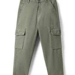Pine Kids Cotton Woven Full Length Trousers - Olive Green image 1