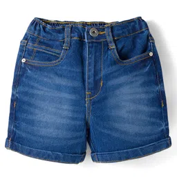 Bonfino Cotton Woven Knee Length Washed Denim Shorts with Pocket Detail - Blue-image-64