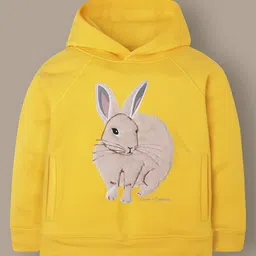 Cherry Crumble By Nitt Hyman Knit Full Sleeves Rabbit Fur Detailed Unisex Winter Hoodie - Mustard-picture-10