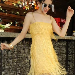 PINACOLADA Solid Fringed Sheath Mini Dress image 1