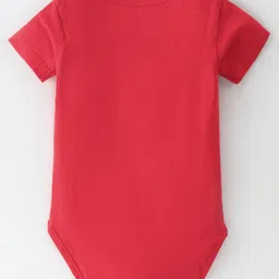 BLUSHES Christmas Theme 100% Cotton Half Sleeves My 1st Christmas Text Printed Onesie - Red image 3