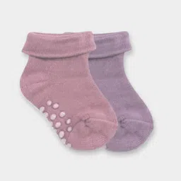 Mi Arcus Pack Of 2 Solid Anti Skid Socks - Pink & Mauve image 2