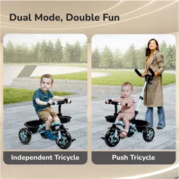 R for Rabbit Tiny Toes R20 Ace Tricycle with Parental Control & Safety Harness - Light Blue image 2