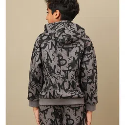 Kidsville Knit DC Comics Featuring Full Sleeves Batman Logo Designed Hoodie - Black image 3