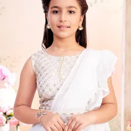 Muhuratam Girls Sequin Embroidered Georgette Lehenga Saree With Attachable Dupatta image 4