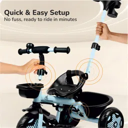 R for Rabbit Tiny Toes R20 Ace Tricycle with Parental Control & Safety Harness - Light Blue image 3