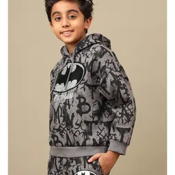 Kidsville Knit DC Comics Featuring Full Sleeves Batman Logo Designed Hoodie - Black image 4