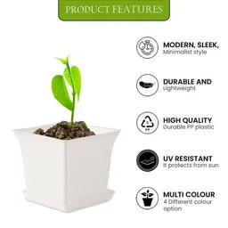 Myntra Elegant Homes Pack of 4 Plastic Flower Pots With Bottom Plates image 5