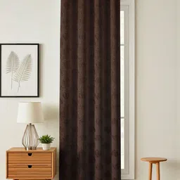 GEET CREATIONS Coffee Brown Floral Room Darkening Long Door Curtain-image-20