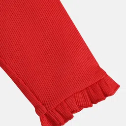 MINI KLUB Cotton Knit Solid Leggings - Red image 5
