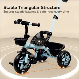 R for Rabbit Tiny Toes R20 Ace Tricycle with Parental Control & Safety Harness - Light Blue image 4