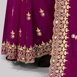 DISHA FASHION Floral Embroidered Mirror Work Saree image 4