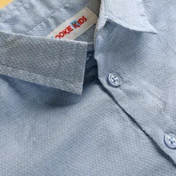 kookie kids india Kookie Kids Cotton Woven Full Sleeves Solid Color Shirt - Blue image 5