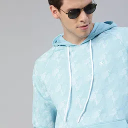 WROGN Men Blue & White Self Design Hooded Sweatshirt-image-55