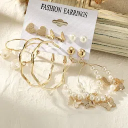 Jewels Galaxy Set of 6 Gold-Plated Earrings image 1