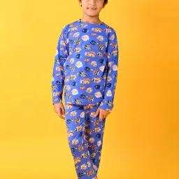 Anthrilo Boys Blue Printed Full Sleeves Night Suits image 1