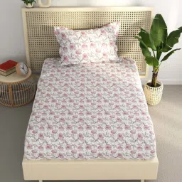 Bianca Estonia Pink 116 TC Poly Cotton Single Bedsheet with 1 Pillow Cover image 1