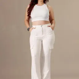 Miss Chase A+ White Denim Solid High Rise Jeans image 5