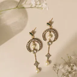 Curio Cottage Gold Celestial Noor Dangler Earrings image 1