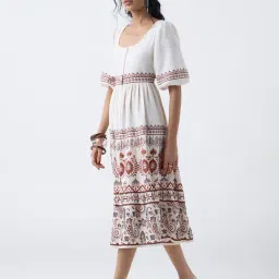 Bombay Paisley by Westside Off-White Printed Cotton A-Line Dress-picture-32