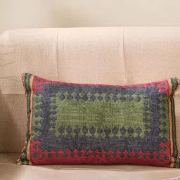 Fabindia Home Multicolor Cotton Printed Fergana Cushion Cover image 1