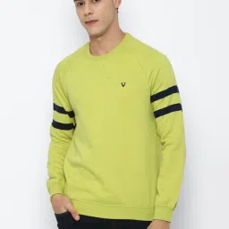 Allen Solly Green Cotton Regular Fit Striped Sweatshirt image 1