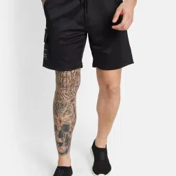 Octave Black Cotton Regular Fit Sports Shorts image 1