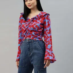 Melon by PlusS Purple & Red Floral Print Crop Top image 3
