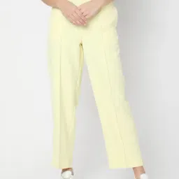 Vero Moda Yellow Straight Fit Pleated Pants-picture-28