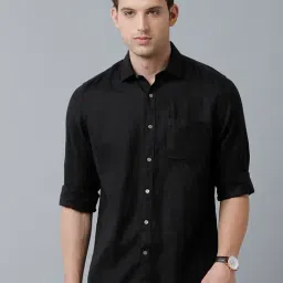Linen Club Black Contemporary Fit Linen Shirt-image-16