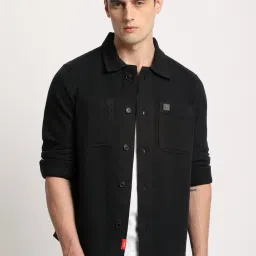 The Bear House Black Cotton Regular Fit Shacket image 1