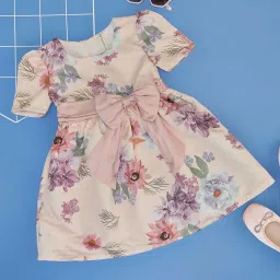 Pantaloons Junior Girls Off White Printed Casual Dresses image 1