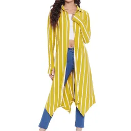 Hypernation Yellow & White Cotton Striped Shrug image 1