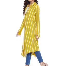 Hypernation Yellow & White Cotton Striped Shrug image 3