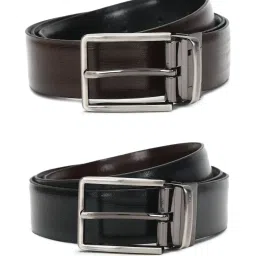 Louis Philippe Black & Brown Leather Reversible Belt for Men image 1
