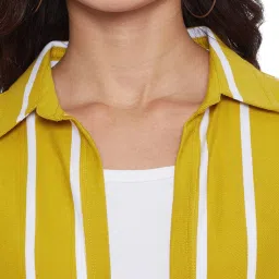 Hypernation Yellow & White Cotton Striped Shrug image 5