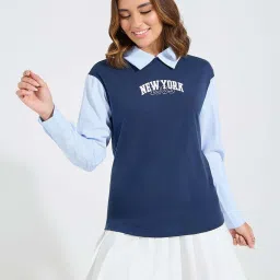 Styli Navy Printed Top image 1