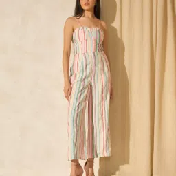 VIRGIO Multi Color Regular Fit Striped Jumpsuit image 1