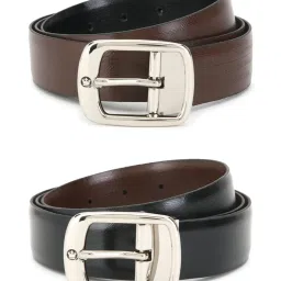 Louis Philippe Black & Brown Solid Reversible Belt for Men image 1