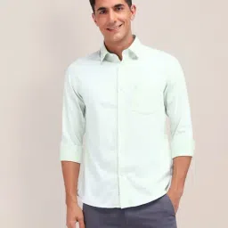 U.S. Polo Assn. Green Cotton Tailored Fit Self Pattern Shirt-picture-25