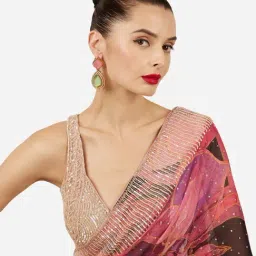 Zaveri Pearls Green Pink Stones Dazzling Austrian Diamonds Statement Dangle Earring image 4