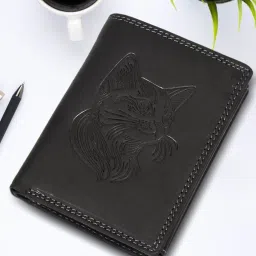 SASSORA Black ARLO Textured Small Leather Bi-Fold Wallet image 1