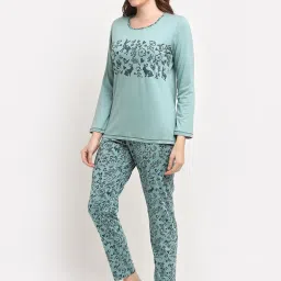 Kanvin Blue Floral Print Top With Pyjamas image 3